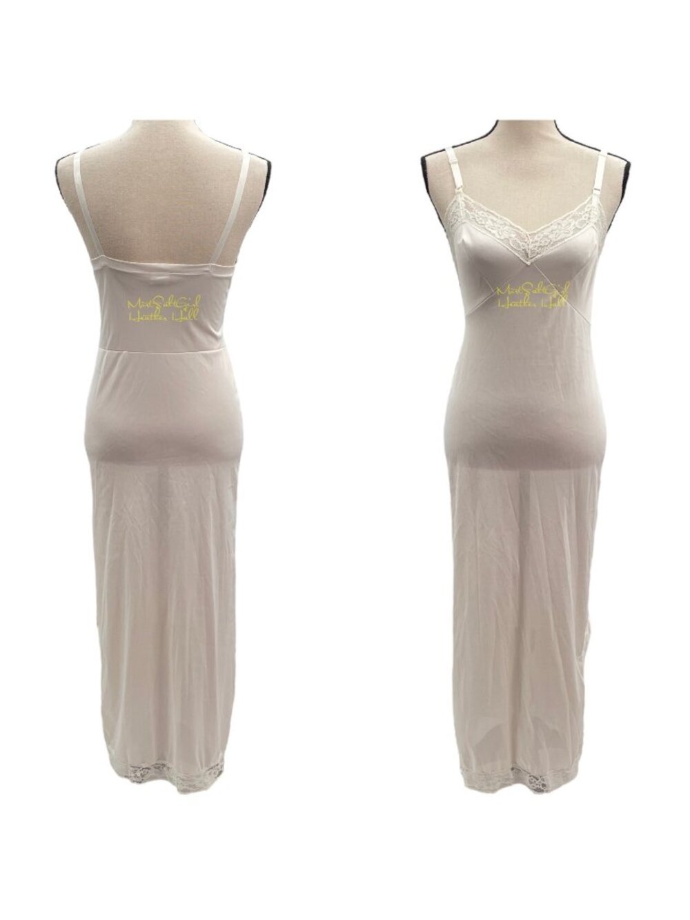 Vintage Antron III Nylon White Full Slip Lingerie With Lace Trim Size 32
